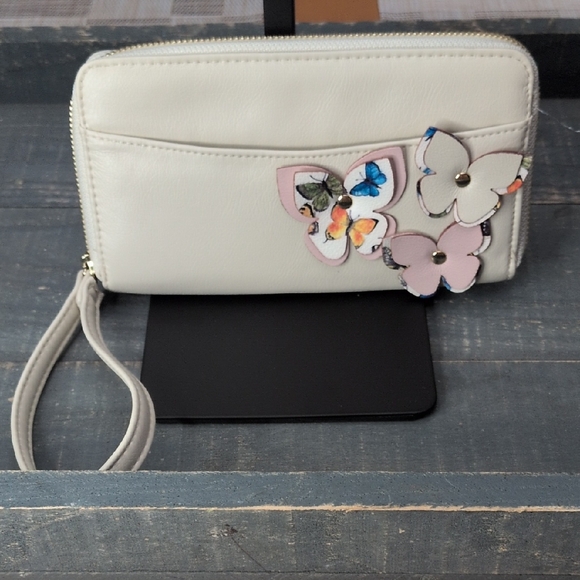 Elegant White and Pink Butterfly Wristlet - Picture 1 of 6
